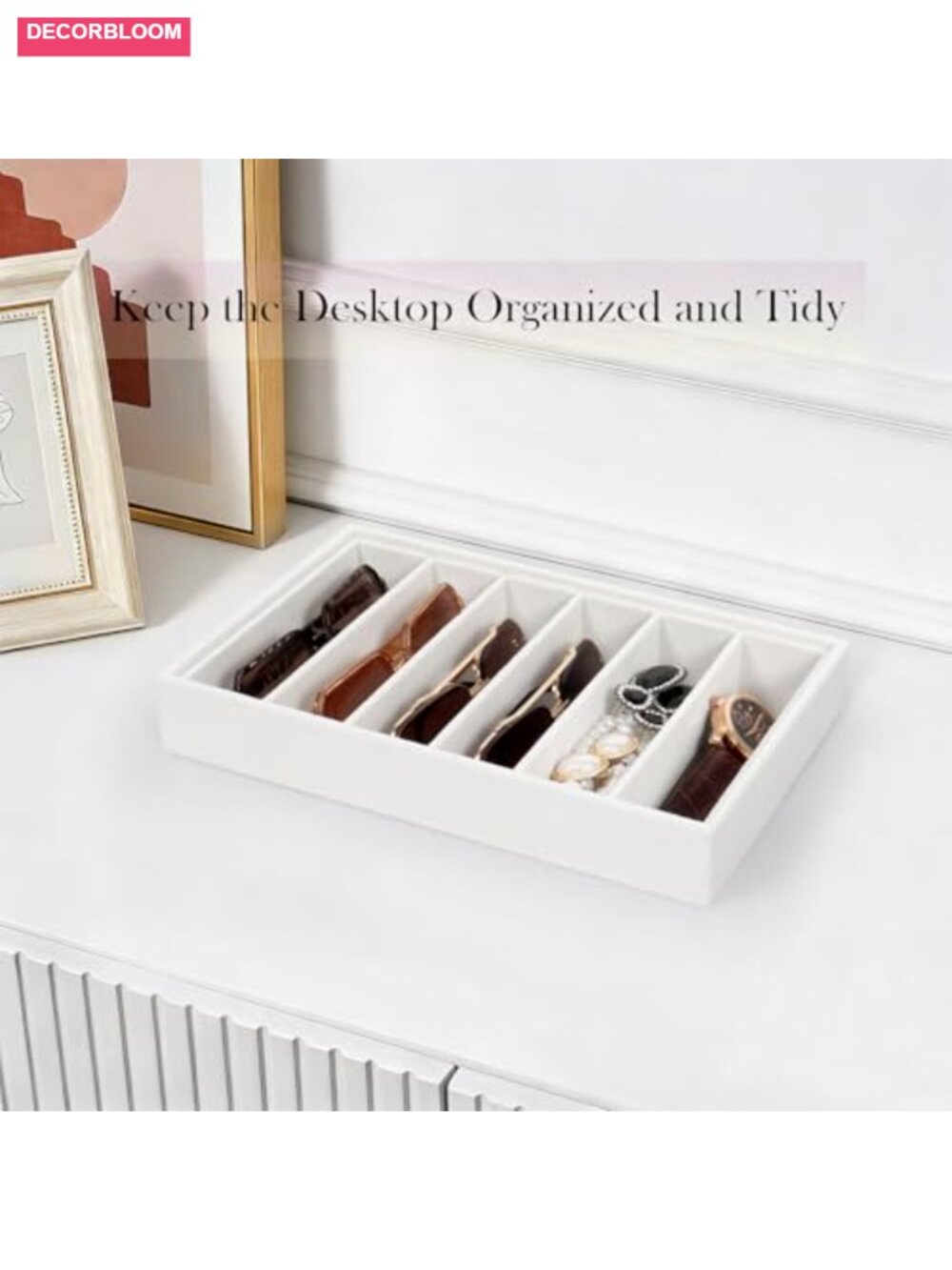 Velvet Sunglass Organizer Tray Stackable Glasses Case 6 Compartments Drawer - Picture 5 of 6